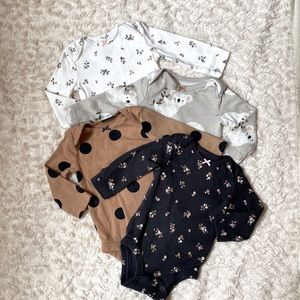 Set of 4 Long Sleeve Baby Girl Onesies